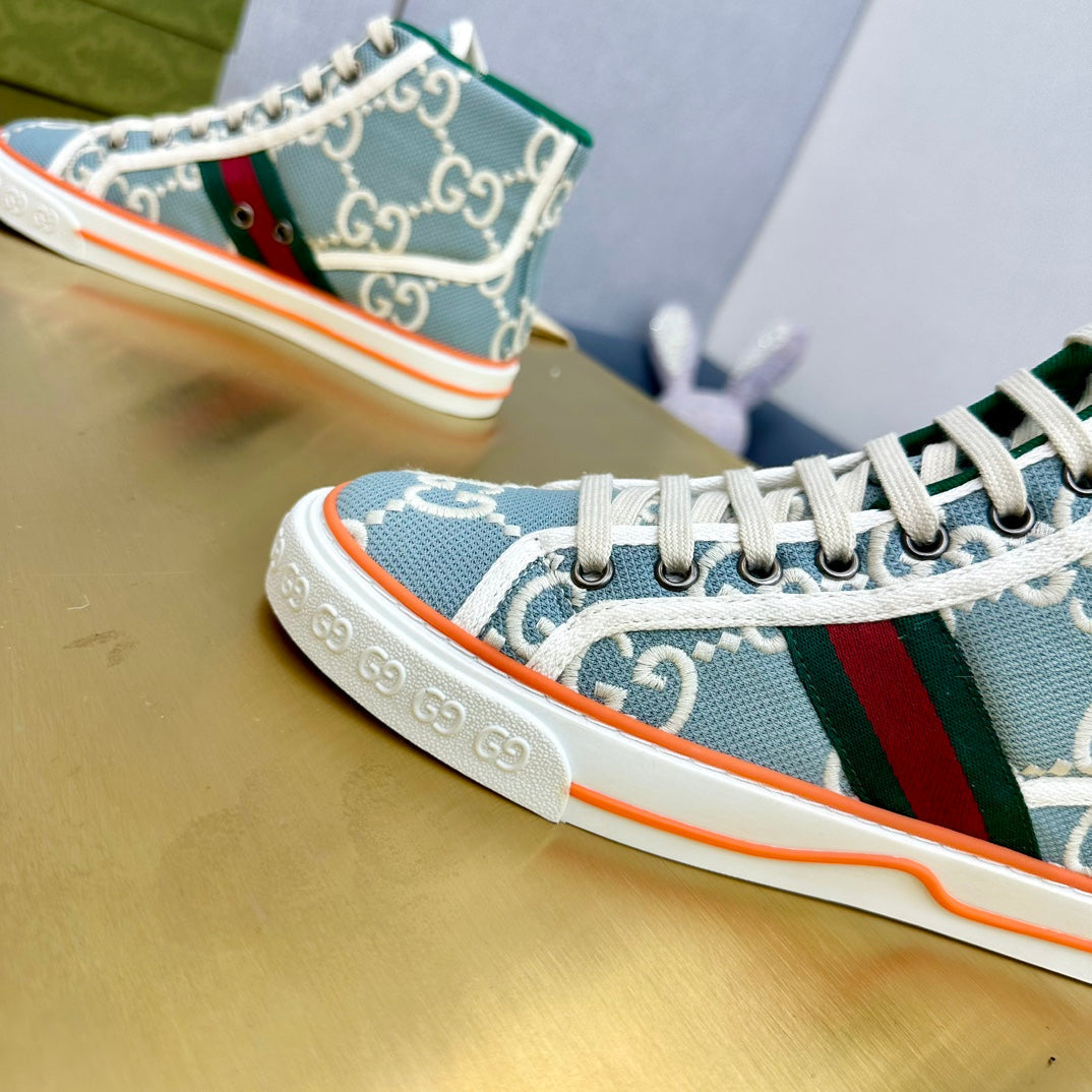 GUCCI TENNIS 1977 HIGH-TOP TRAINER SKY CANVAS