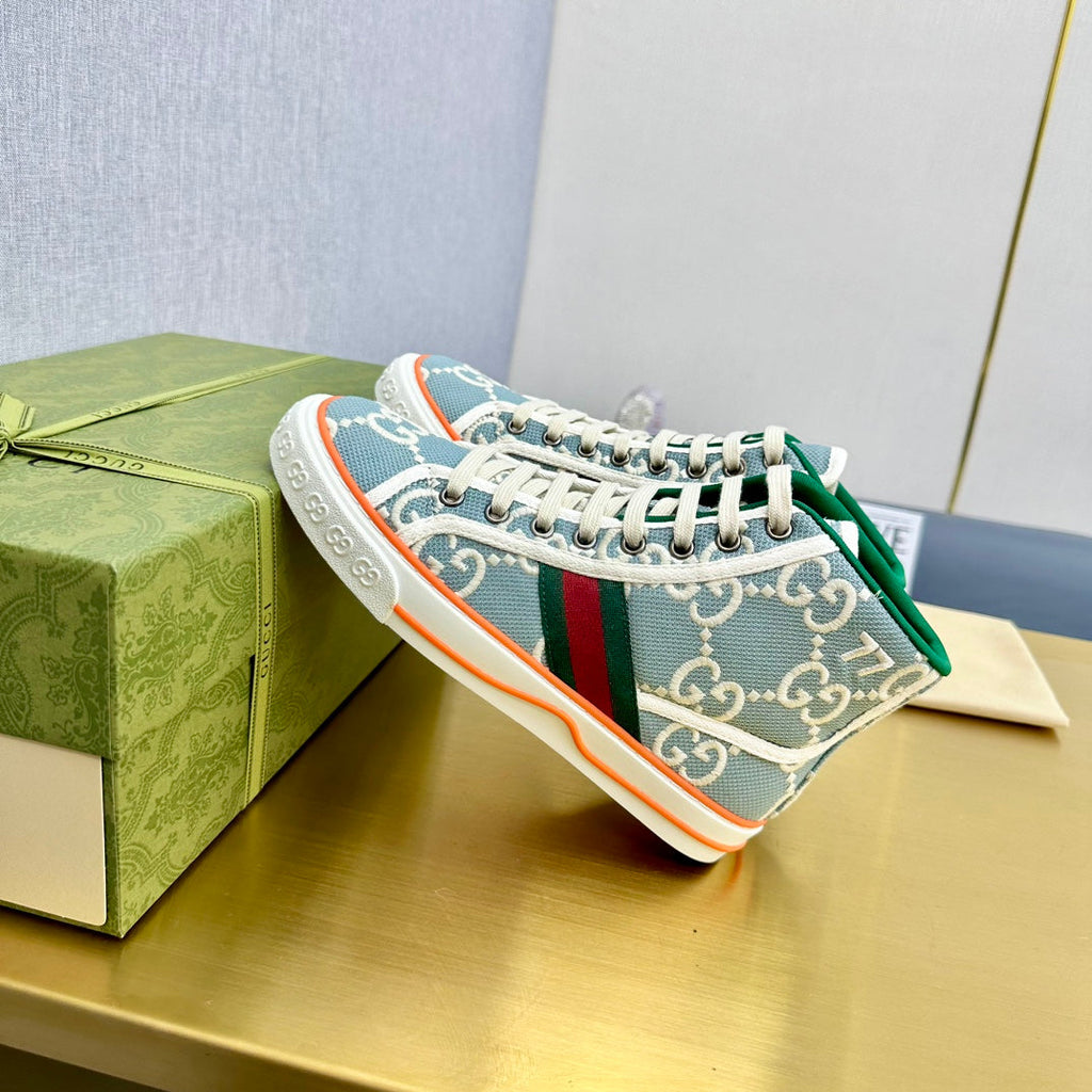 GUCCI TENNIS 1977 HIGH-TOP TRAINER SKY CANVAS