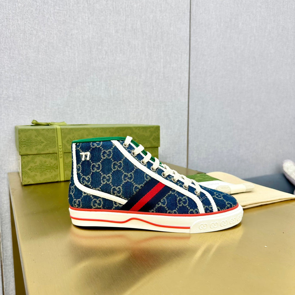 GUCCI TENNIS 1977 HIGH-TOP TRAINER INDIGO CANVAS