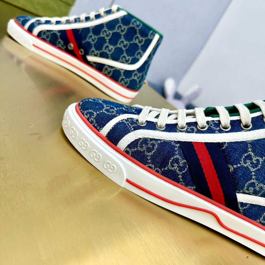 GUCCI TENNIS 1977 HIGH-TOP TRAINER INDIGO CANVAS