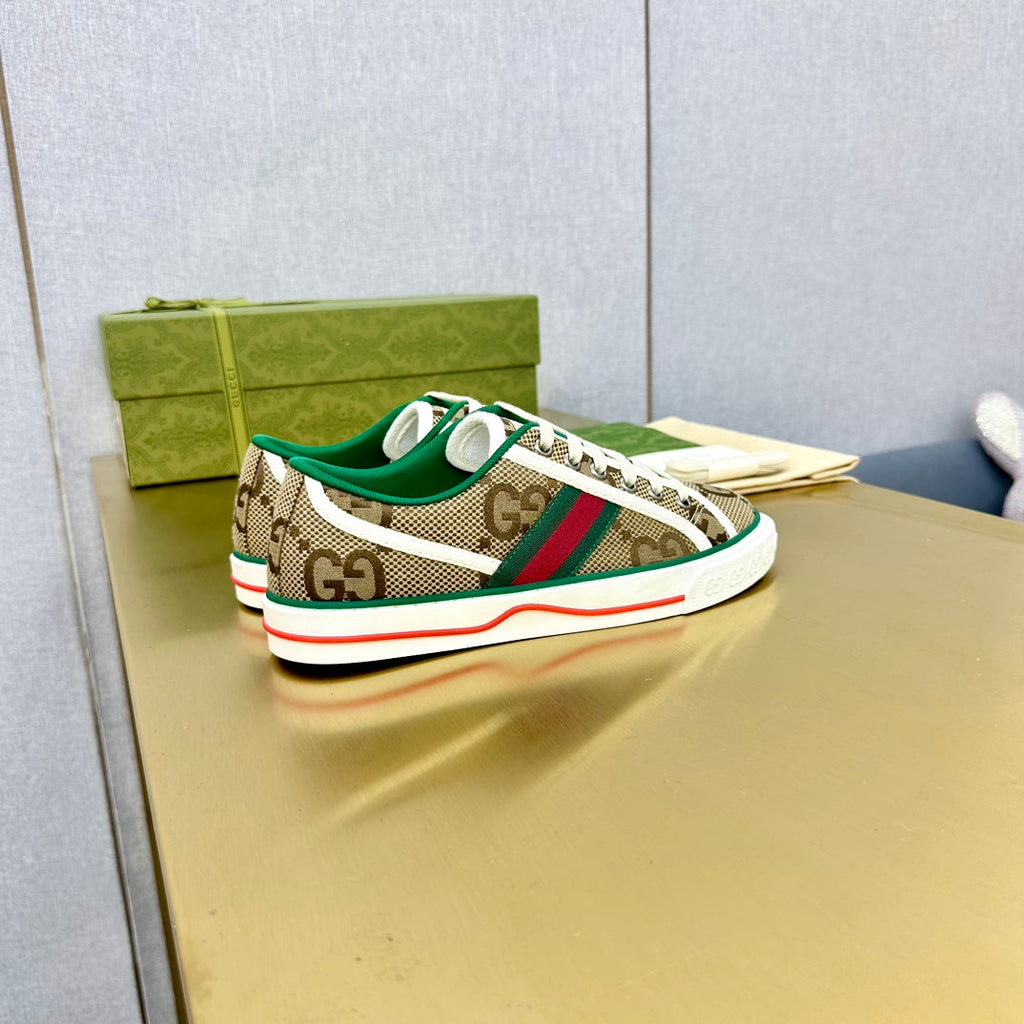 GUCCI TENNIS 1977 TRAINER LIGHT BROWN CANVAS