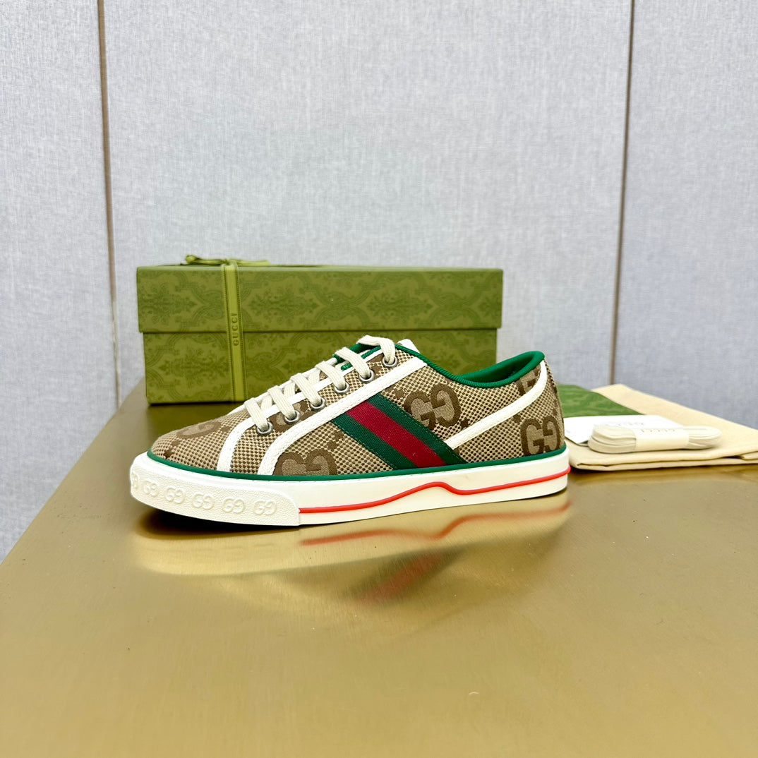 GUCCI TENNIS 1977 TRAINER LIGHT BROWN CANVAS
