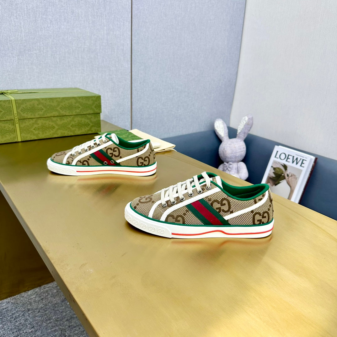 GUCCI TENNIS 1977 TRAINER LIGHT BROWN CANVAS