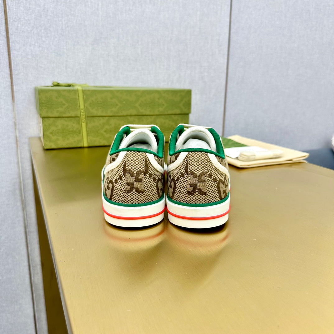 GUCCI TENNIS 1977 TRAINER LIGHT BROWN CANVAS