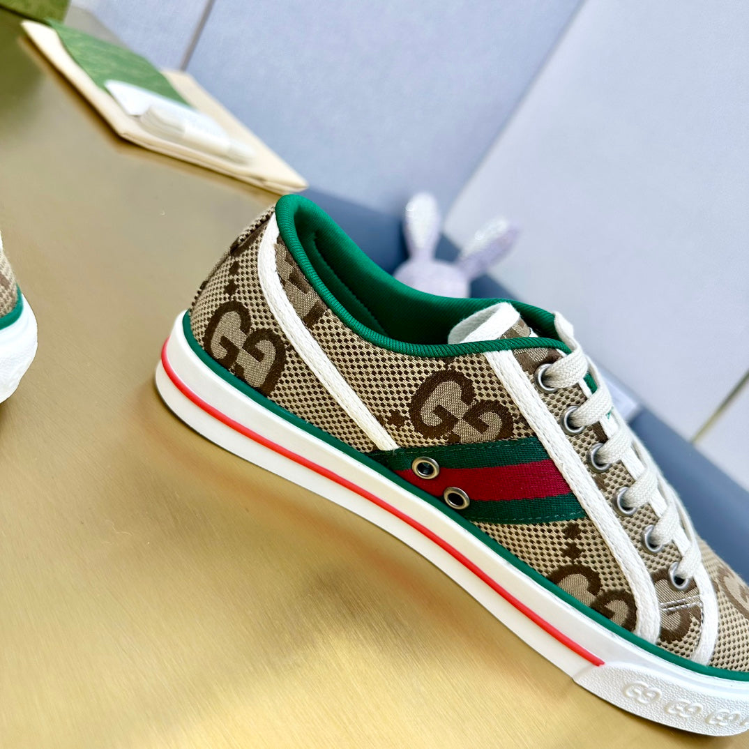 GUCCI TENNIS 1977 TRAINER LIGHT BROWN CANVAS