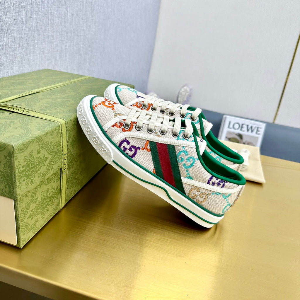 GUCCI TENNIS 1977 TRAINER LIGHT GRAY CANVAS