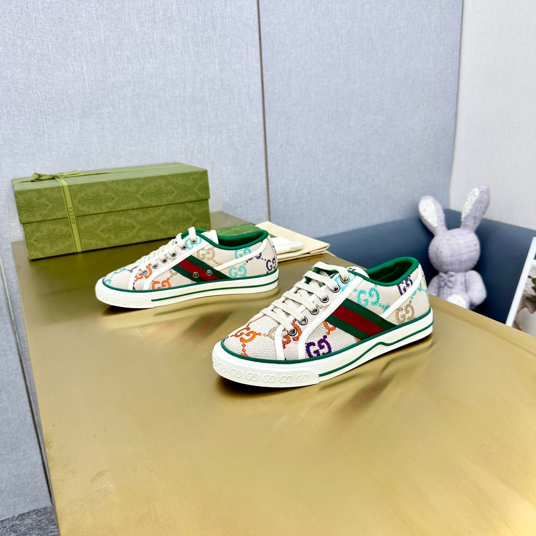 GUCCI TENNIS 1977 TRAINER LIGHT GRAY CANVAS