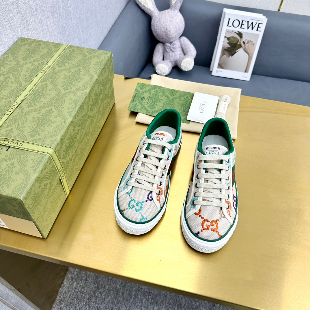 GUCCI TENNIS 1977 TRAINER LIGHT GRAY CANVAS
