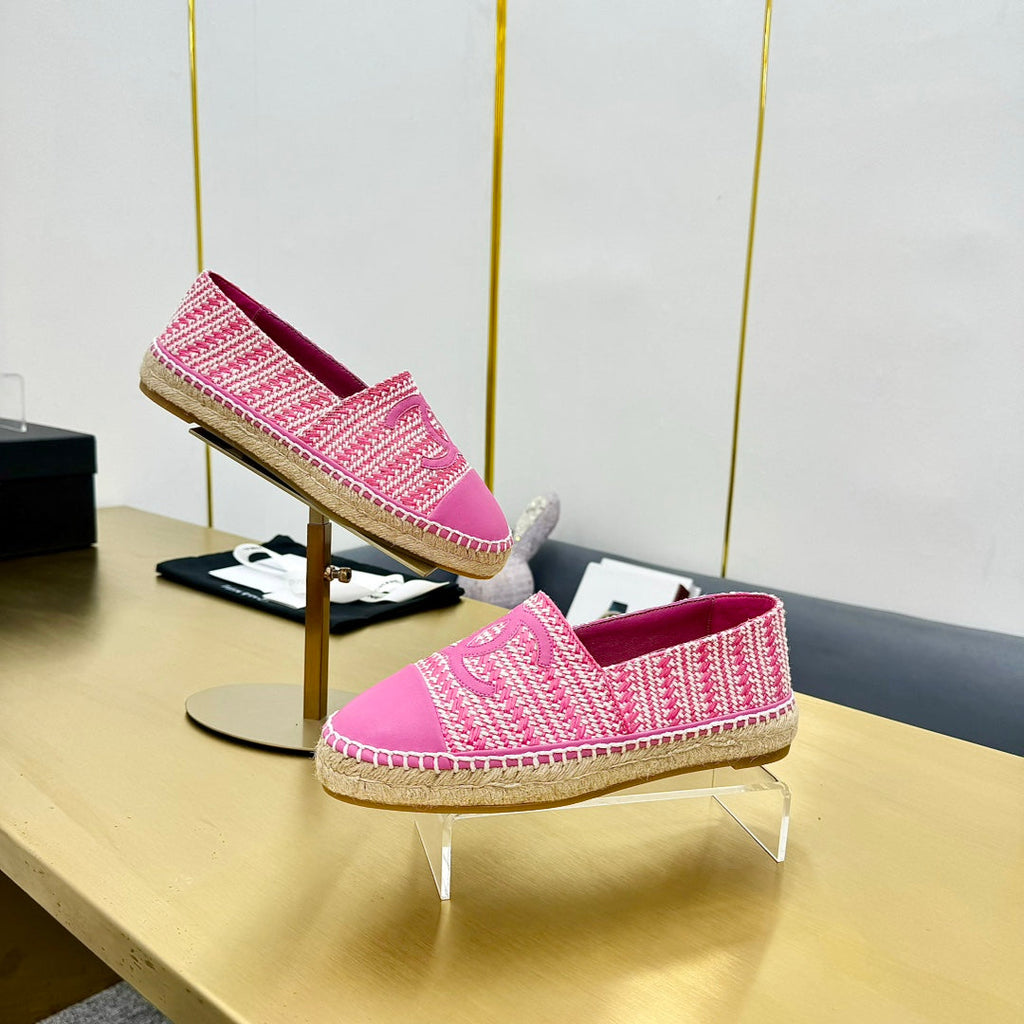 CHANEL ESPADRILLES PLATFORM 25S IN PINK TWEED MIX CALFSKIN
