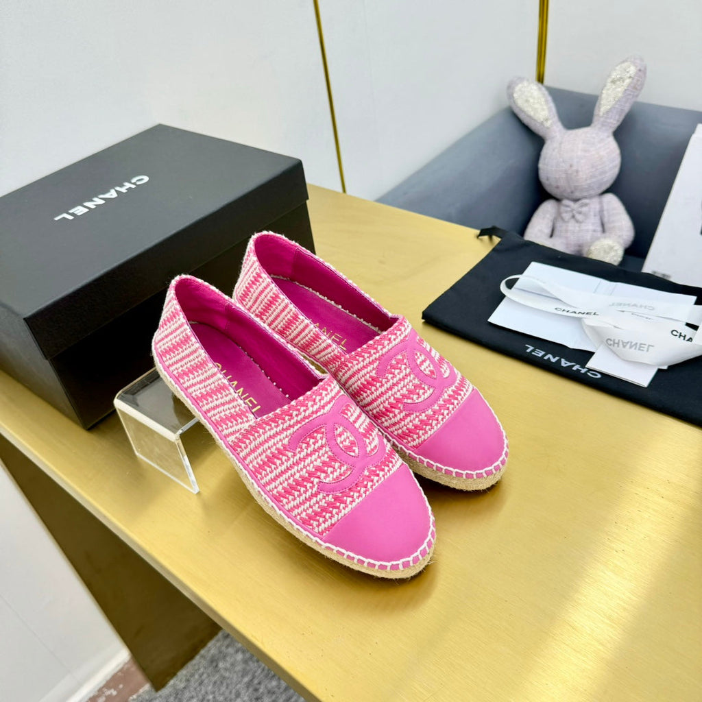 CHANEL ESPADRILLES PLATFORM 25S IN PINK TWEED MIX CALFSKIN