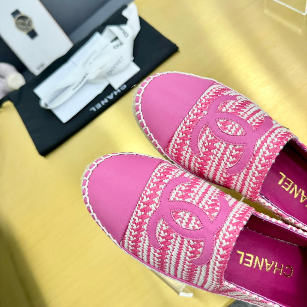 CHANEL ESPADRILLES PLATFORM 25S IN PINK TWEED MIX CALFSKIN