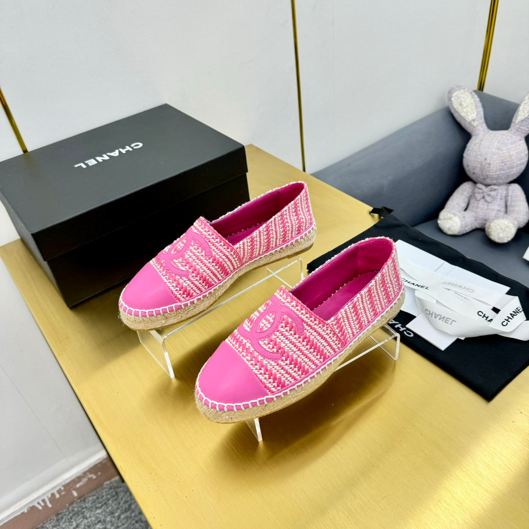 CHANEL ESPADRILLES PLATFORM 25S IN PINK TWEED MIX CALFSKIN