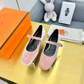 HERMES BALLET FLATS IN LIGHT PINK SUEDE