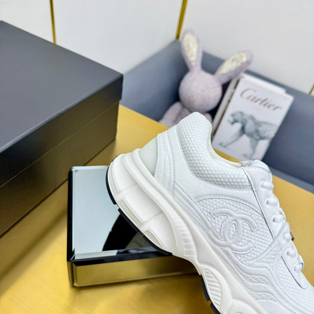 CHANEL DAD SNEAKER IN WHITE SUEDE AND BREATHABLE MESH