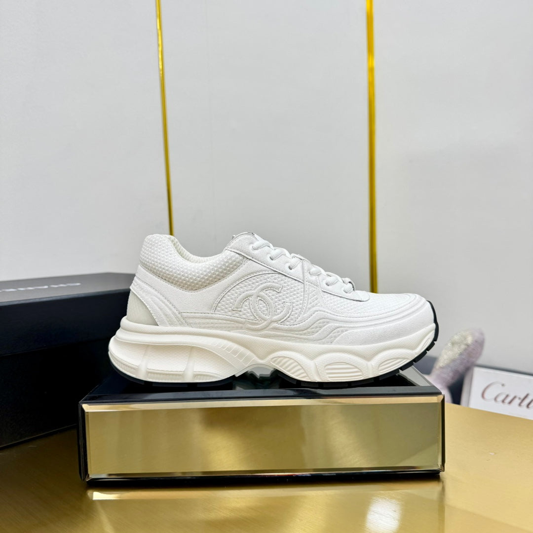 CHANEL DAD SNEAKER IN WHITE SUEDE AND BREATHABLE MESH