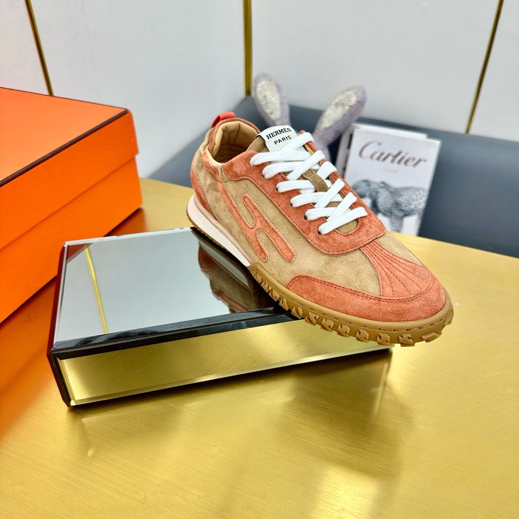 HERMES JET SNEAKER IN HONEY MIX TIGER ORANGE