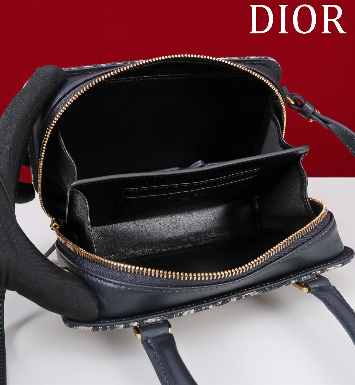 DIOR MONTAIGNE MINI DOCTOR BAG 20 IN BLACK MONOGRAM OBLIQUE JACQUARD MIX CALFSKIN