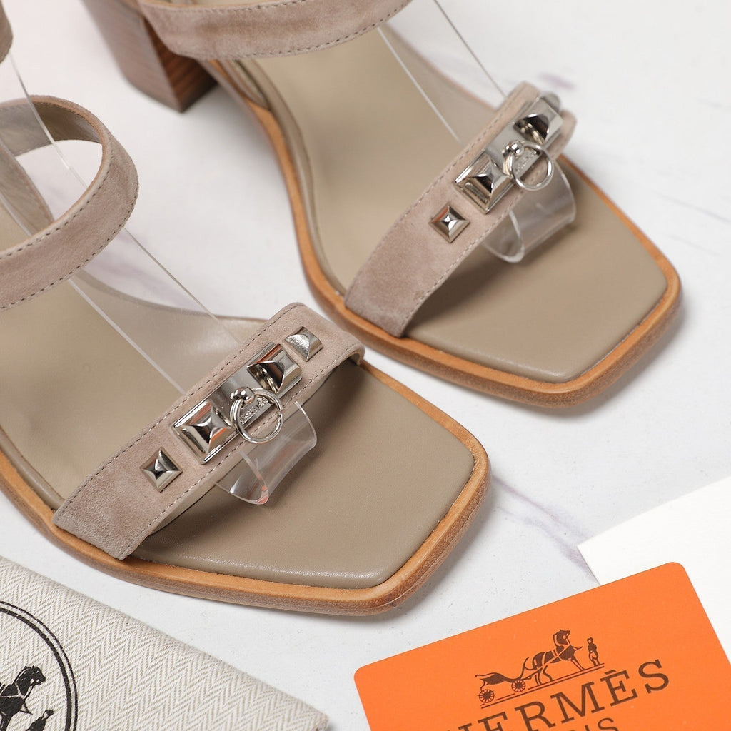 HERMES IVRESSE 65 SANDAL BEIGE SUEDE