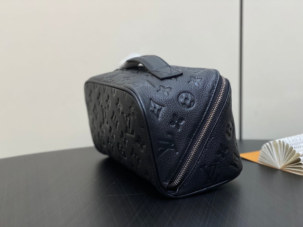 LOUIS VUITTON TOILETRY BAG 24 IN BLACK MONOGRAM EMBOSSED CALFSKIN