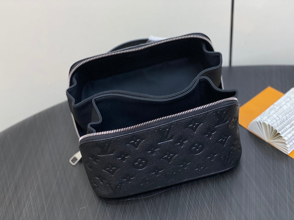LOUIS VUITTON TOILETRY BAG 24 IN BLACK MONOGRAM EMBOSSED CALFSKIN