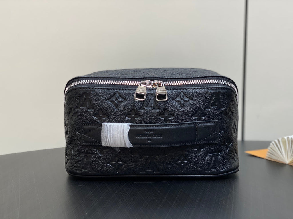 LOUIS VUITTON TOILETRY BAG 24 IN BLACK MONOGRAM EMBOSSED CALFSKIN