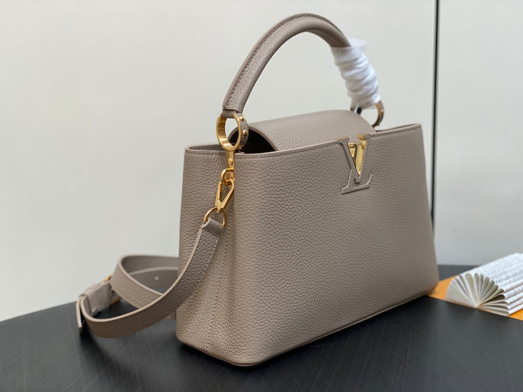 LOUIS VUITTON CAPUCINES MM 31 IN KHAKI BROWN TAURILLON