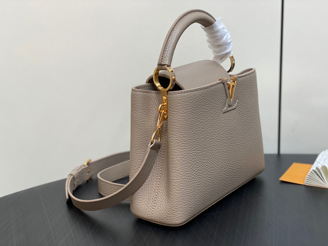 LOUIS VUITTON CAPUCINES BB 27 IN KHAKI BROWN TAURILLON