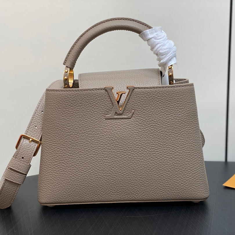 LOUIS VUITTON CAPUCINES BB 27 IN KHAKI BROWN TAURILLON