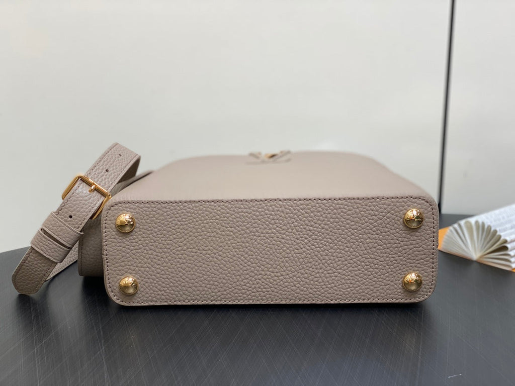 LOUIS VUITTON CAPUCINES BB 27 IN KHAKI BROWN TAURILLON
