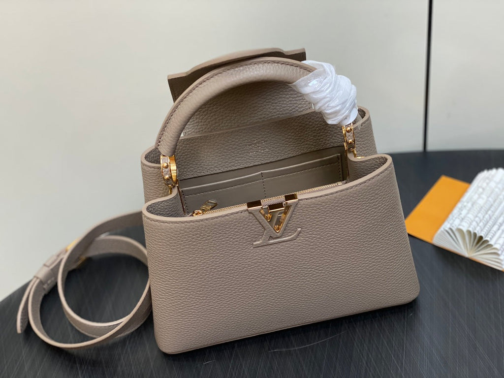 LOUIS VUITTON CAPUCINES BB 27 IN KHAKI BROWN TAURILLON