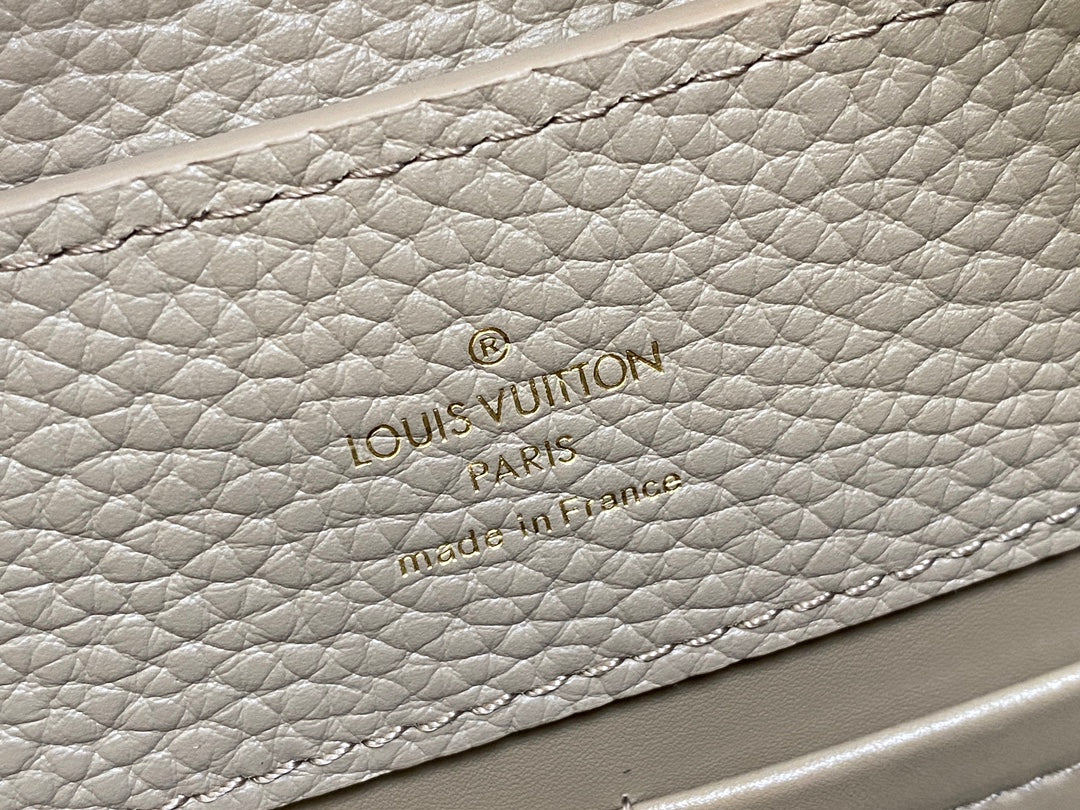LOUIS VUITTON CAPUCINES BB 27 IN KHAKI BROWN TAURILLON