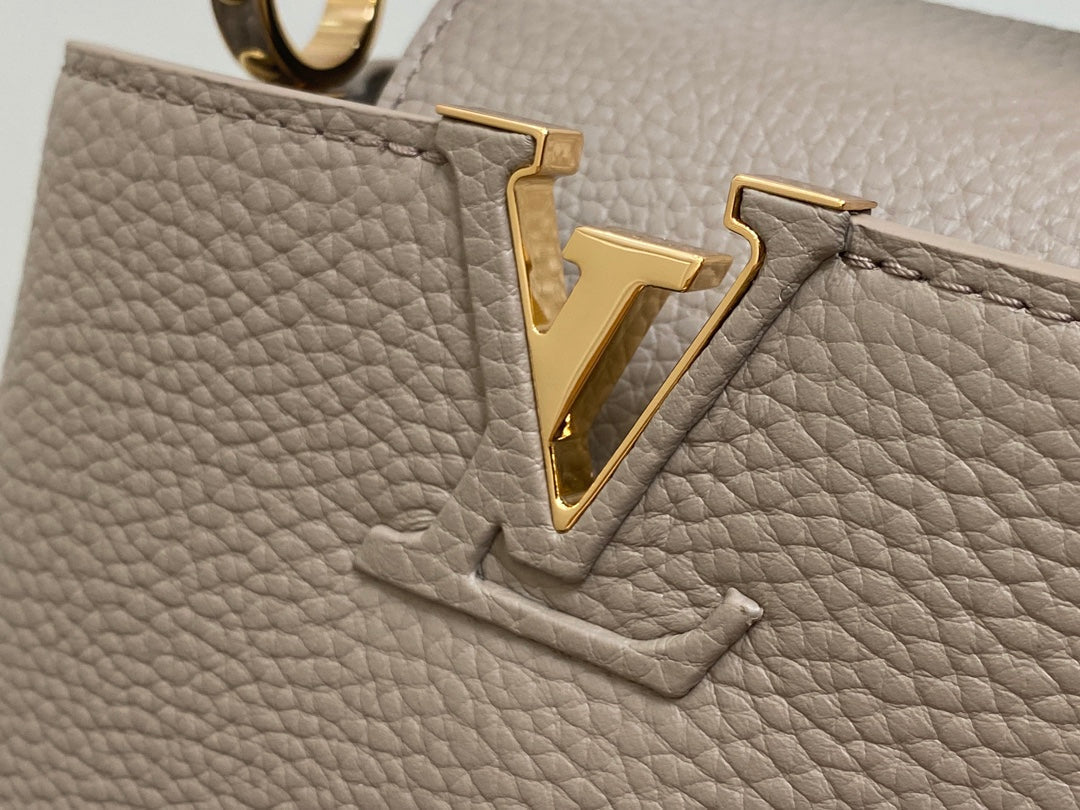 LOUIS VUITTON CAPUCINES MINI 21 IN KHAKI BROWN TAURILLON
