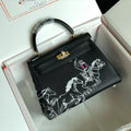 HERMES BIRKIN 25 BAG IN BLACK CALFSKIN WITH WHITE STICKER