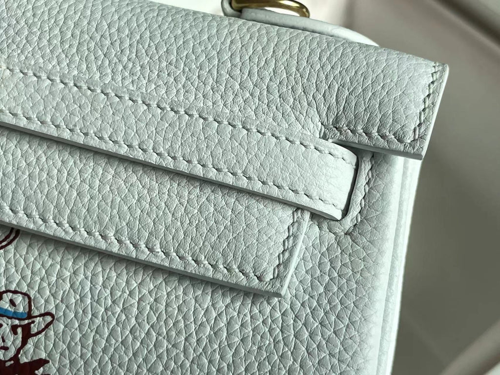 HERMES BIRKIN 25 BAG IN WHITE CALFSKIN WITH COLORFUL STICKER 228763