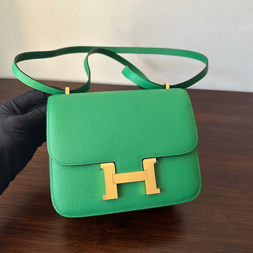 HERMES CONSTANCE 18 GREEN EPSOM GOLD HARDWARE