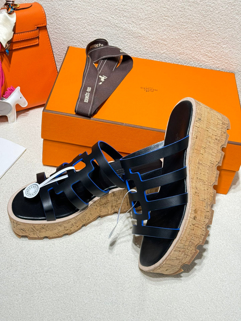 HERMES ISABELLA SANDAL BLACK CALFSKIN