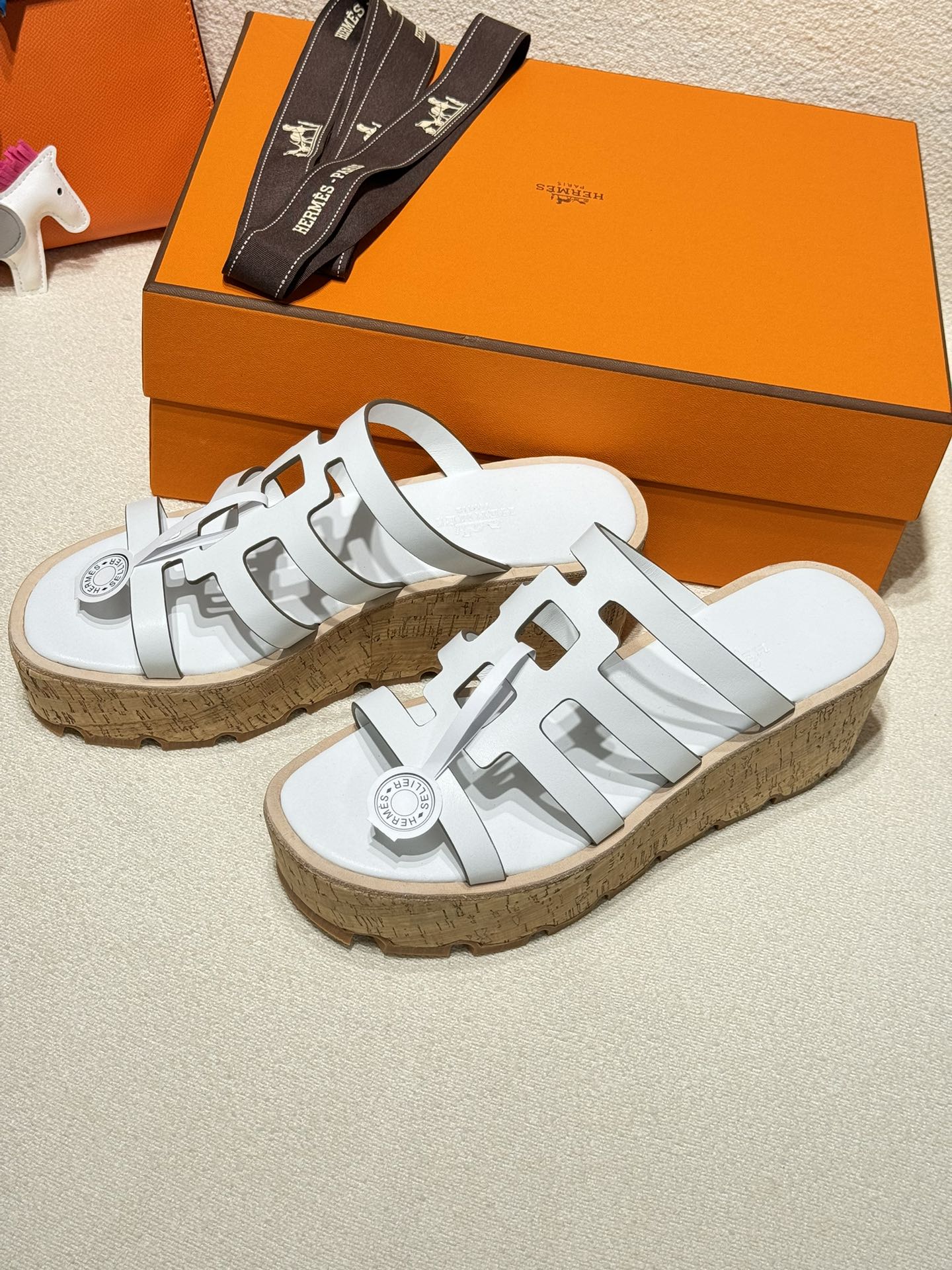 HERMES ISABELLA SANDAL WHITE CALFSKIN