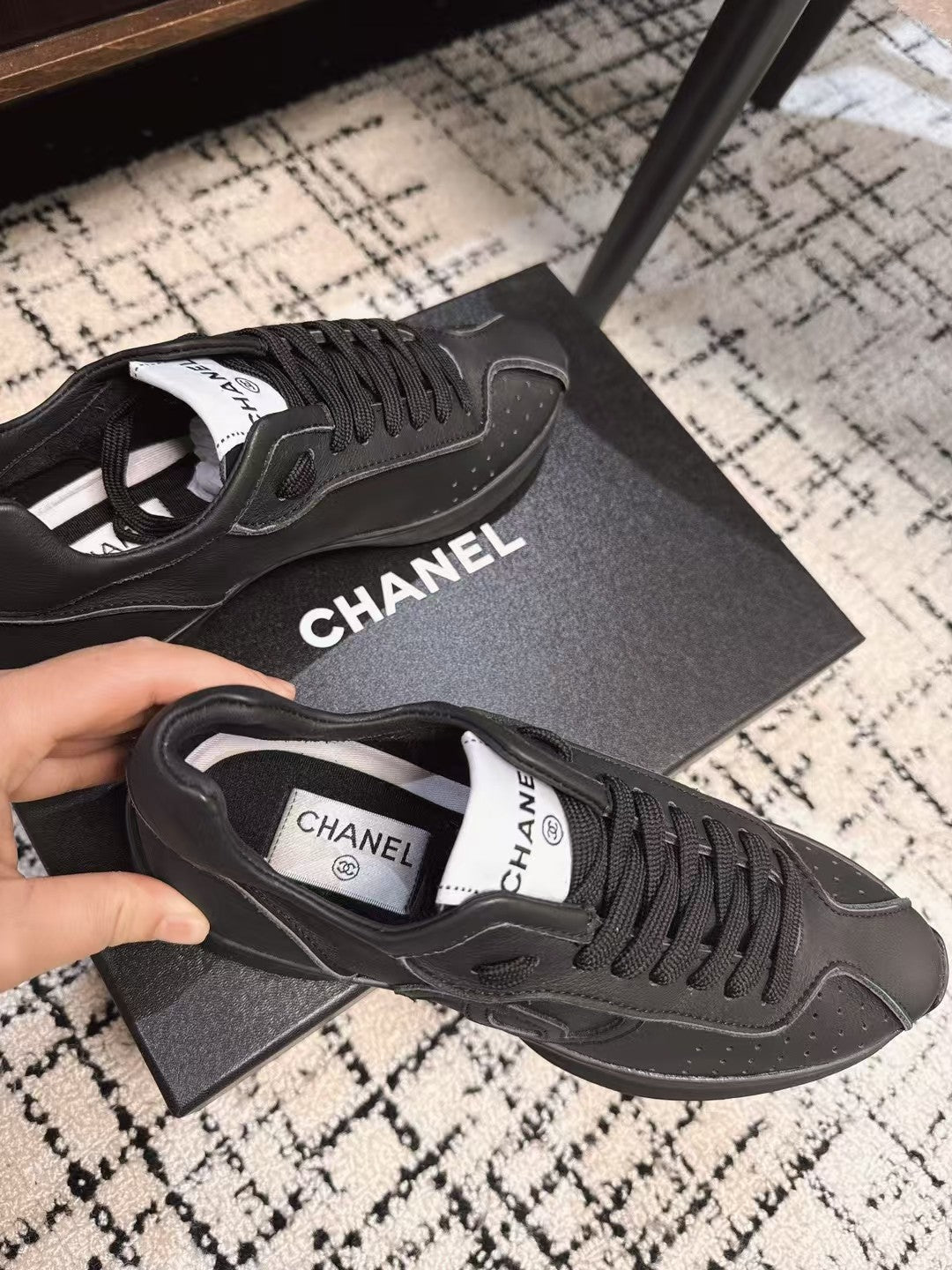 CHANEL CLASSIC SNEAKERS IN BLACK SHEEPSKIN