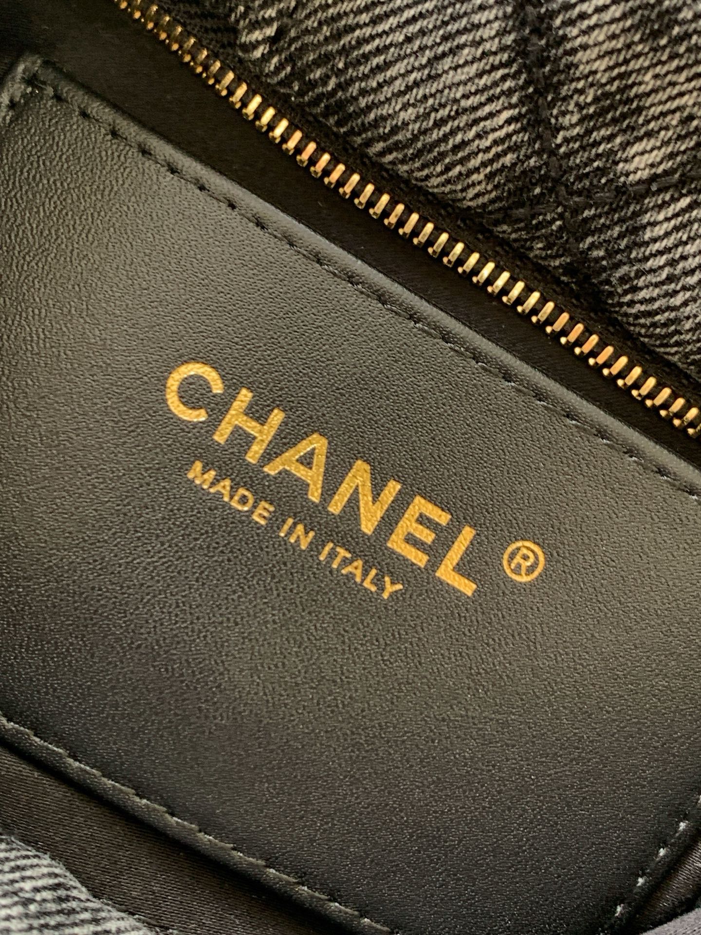 CHANEL 25S MAXI BOW BAG 26 IN DARK GREY DENIM WITH GOLD HARDWARE