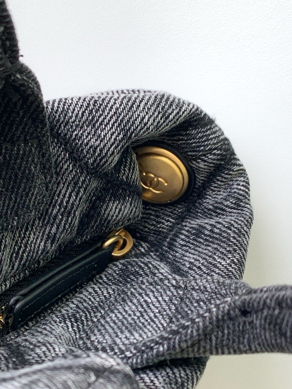 CHANEL 25S MAXI BOW BAG 26 IN DARK GREY DENIM WITH GOLD HARDWARE