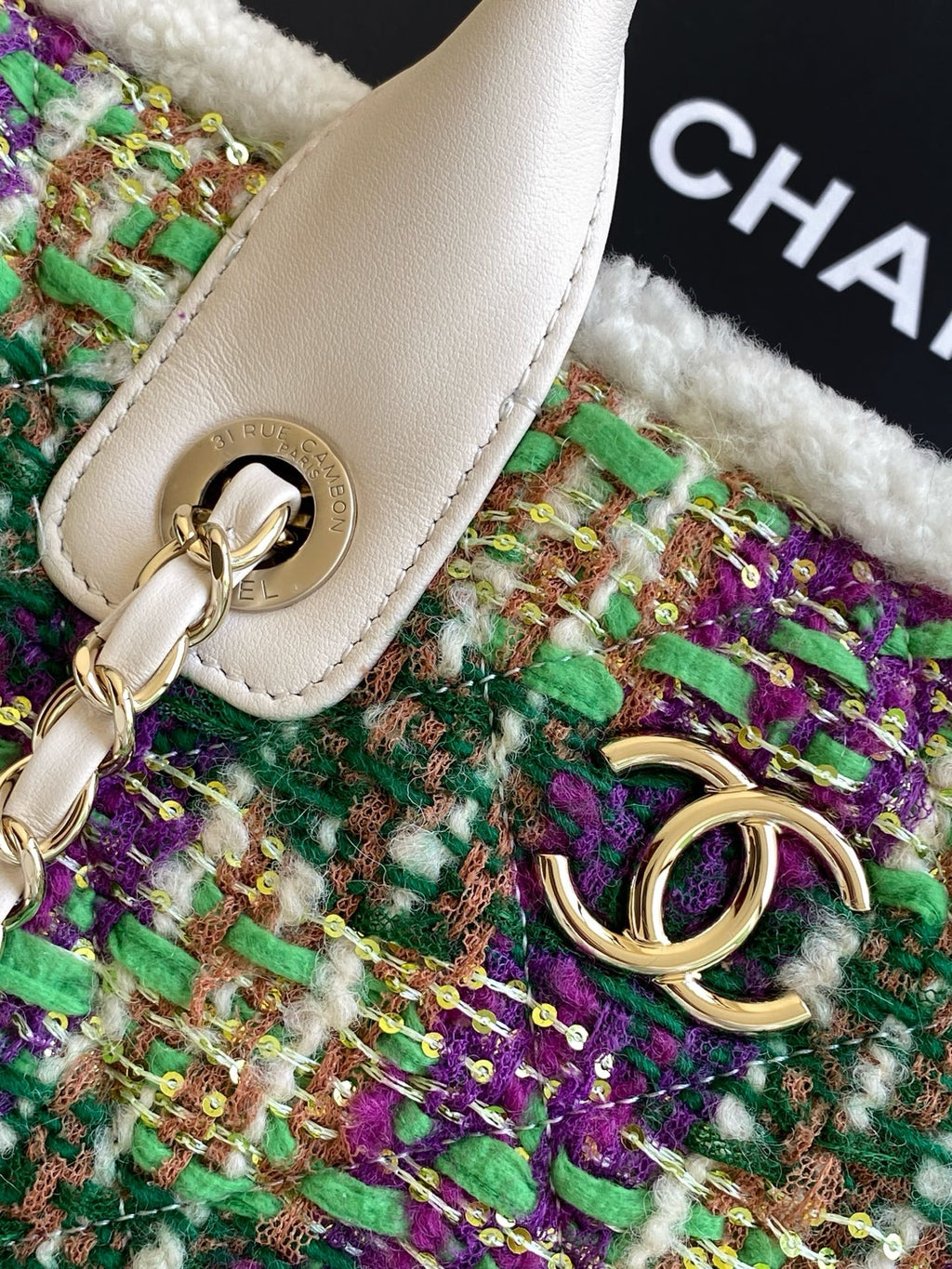 CHANEL 25S SHOPPING BAG 34 IN MULTICOLOR TWEED