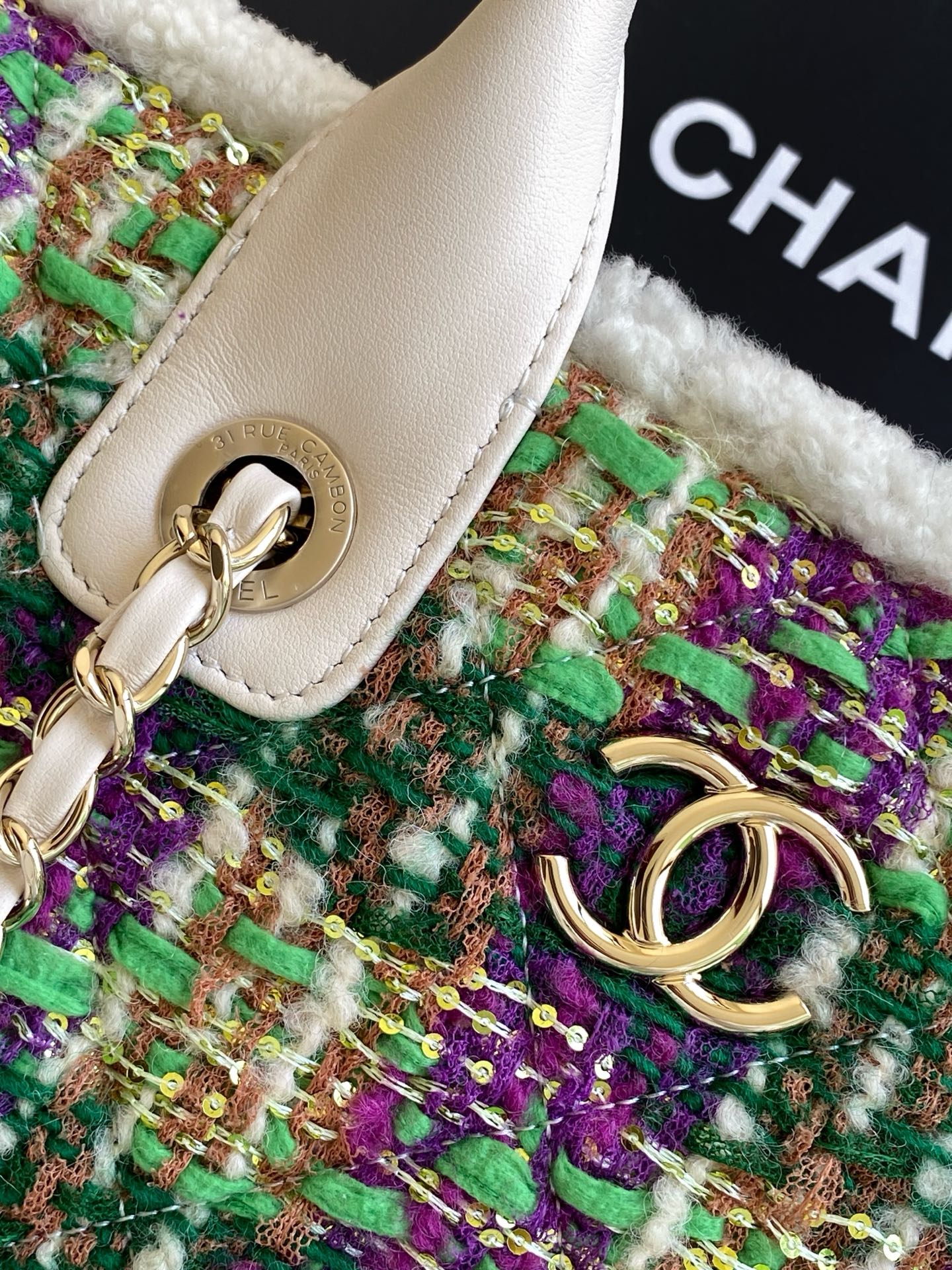 CHANEL 25S SHOPPING BAG 34 IN MULTICOLOR TWEED