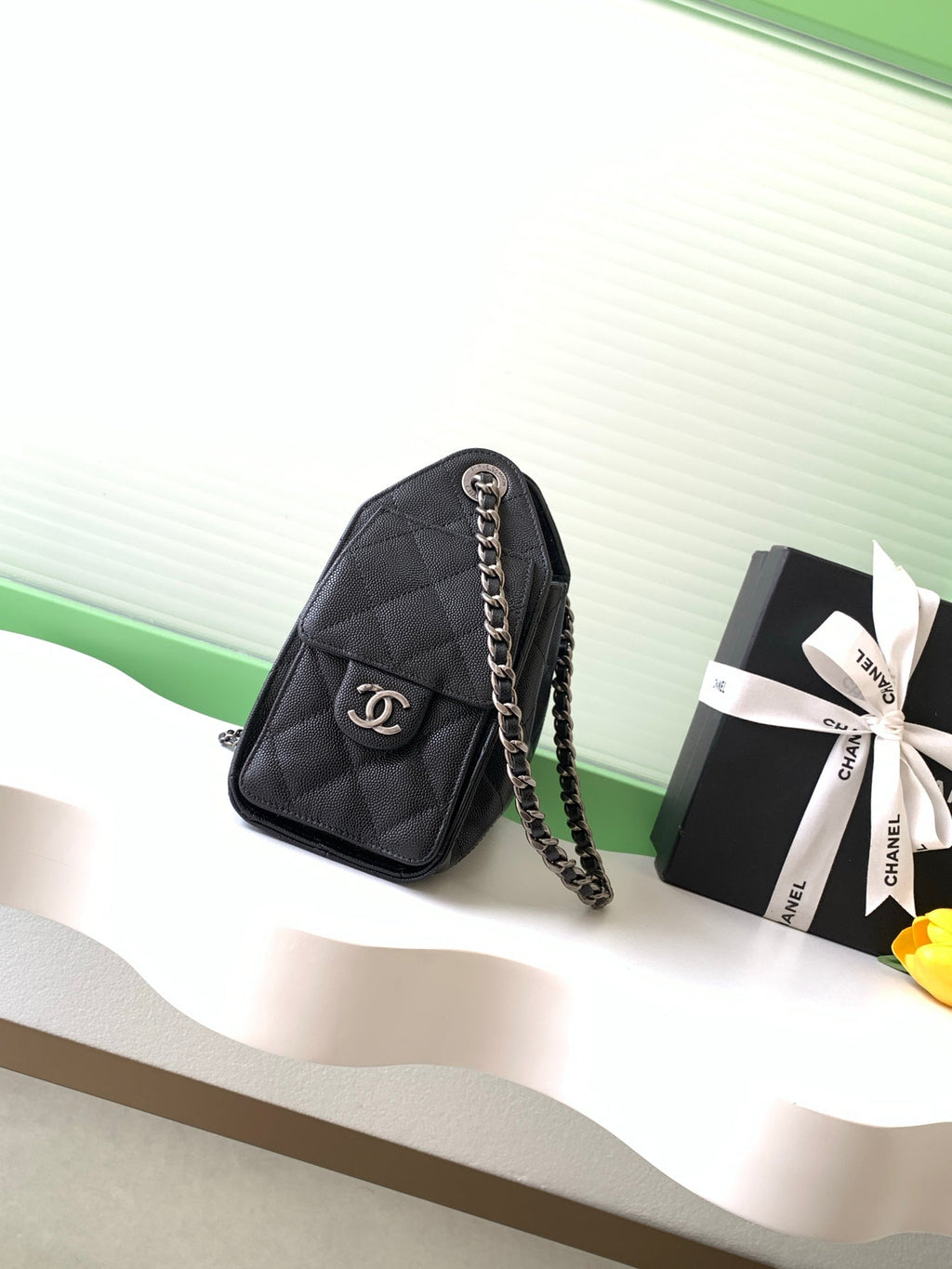 CHANEL 25S HOBO BAG 22 IN BLACK CAVIAR LEATHER STYLE 1