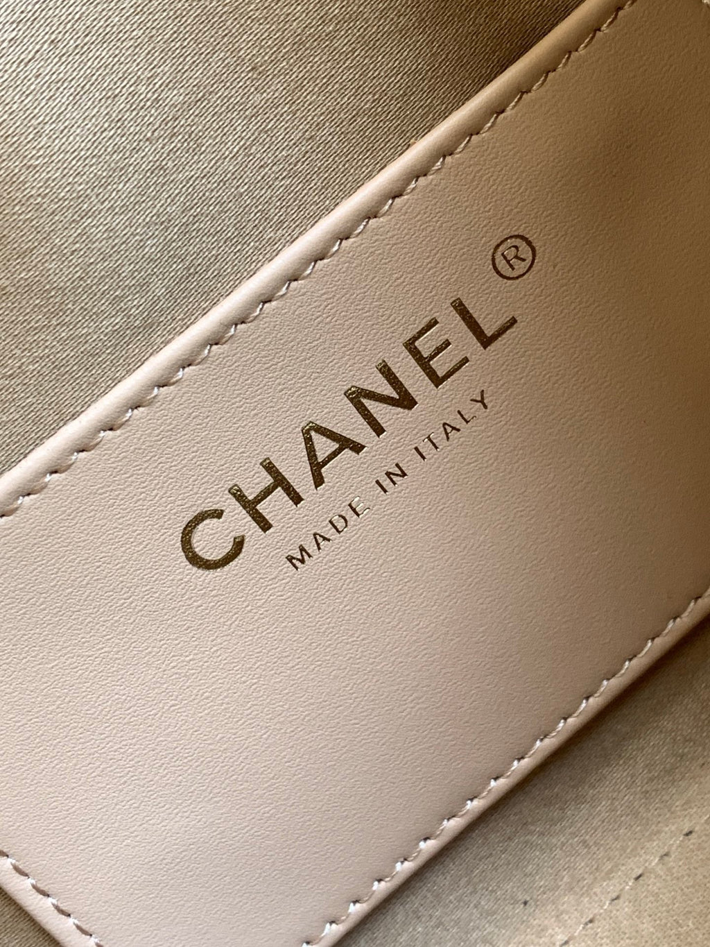CHANEL 25S HOBO BAG 22 IN BEIGE BROWN CAVIAR LEATHER WITH GOLD HARDWARE