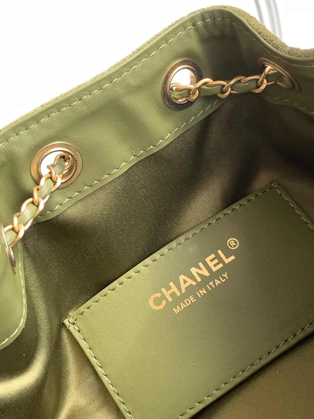 CHANEL 25S HOBO BAG 22 IN MOSS GREEN SUEDE WITH GOLD HARDWARE