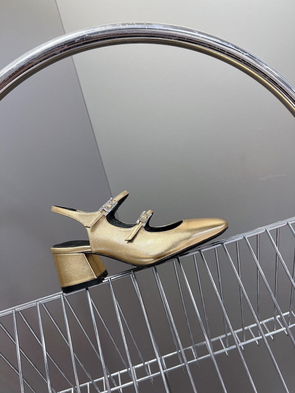 HERMES JACKIE 50 PUMP METALLIC GOLD LAMBSKIN