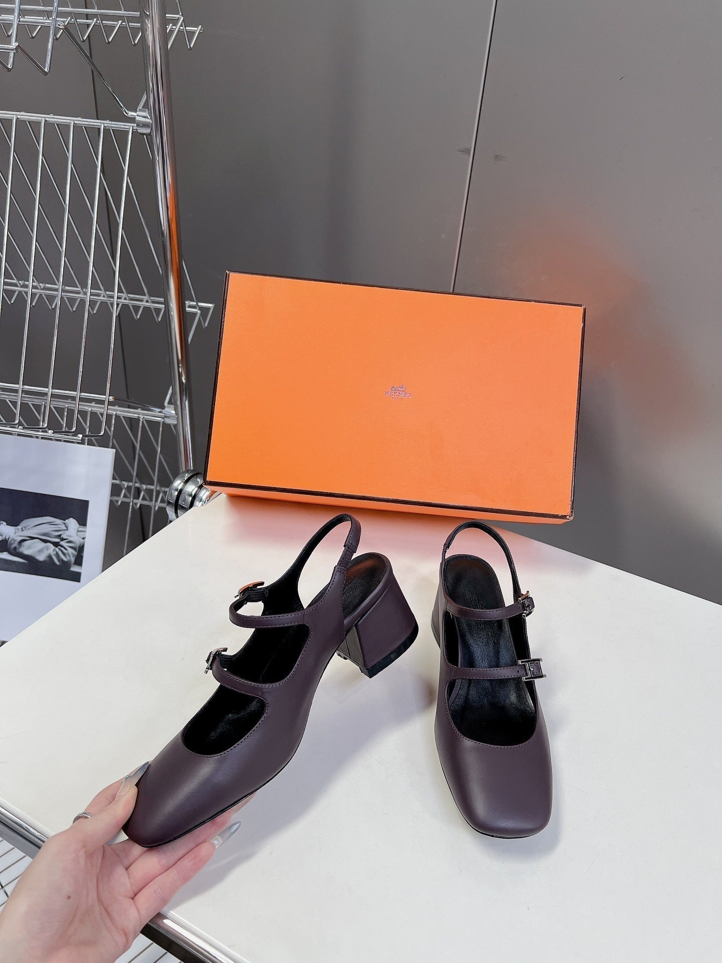 HERMES JACKIE 50 PUMP MAUVE LAMBSKIN