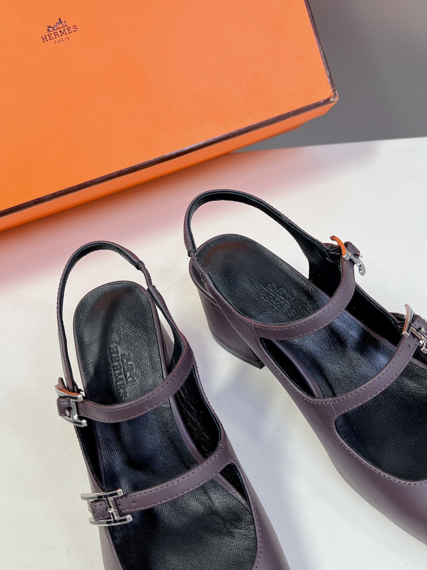 HERMES JACKIE 50 PUMP MAUVE LAMBSKIN
