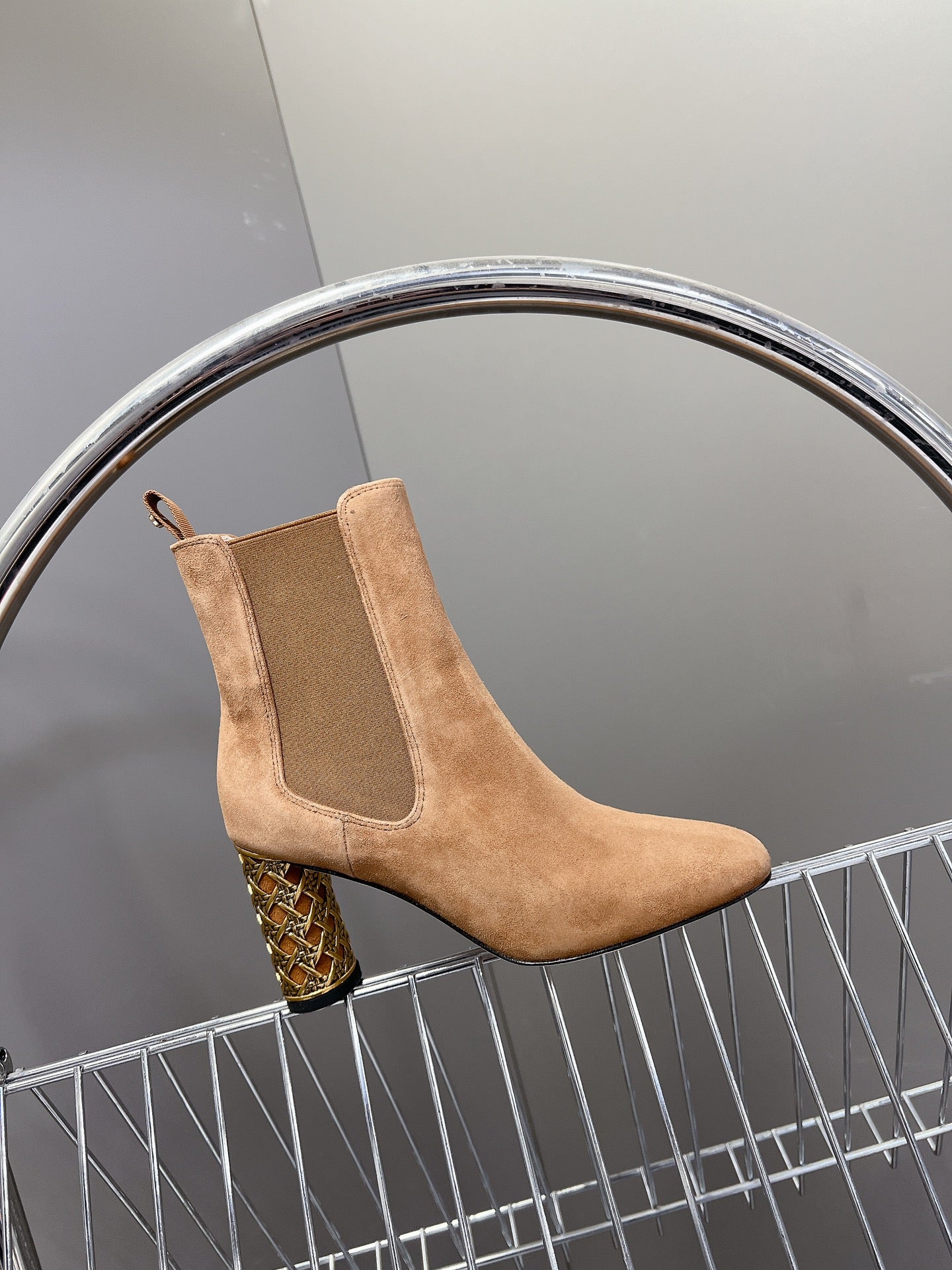 DIOR ICON HEELED ANKLE BOOT CIDER BROWN SUEDE 8 CM