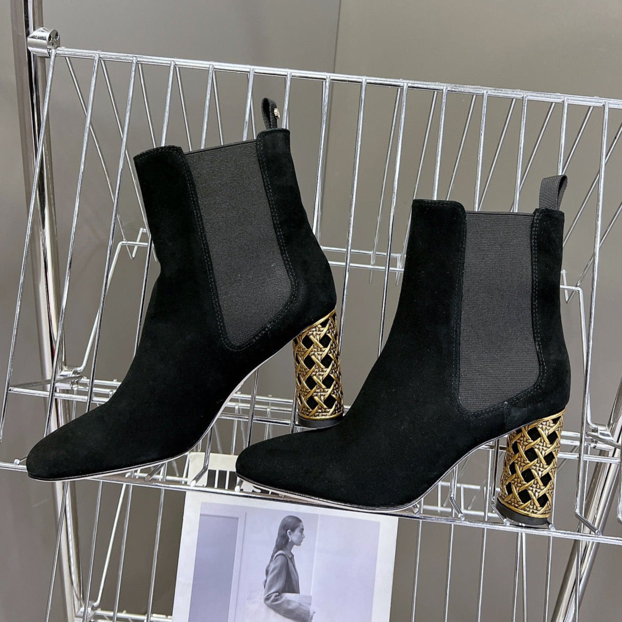 DIOR ICON HEELED ANKLE BOOT BLACK SUEDE 8 CM
